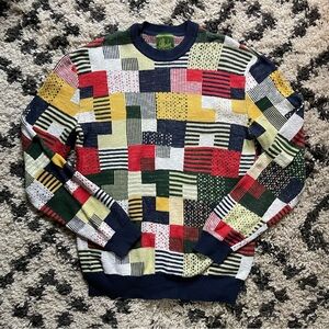 O’Hanlon Mills medium sweater. Vintage, 90s patchwork style.